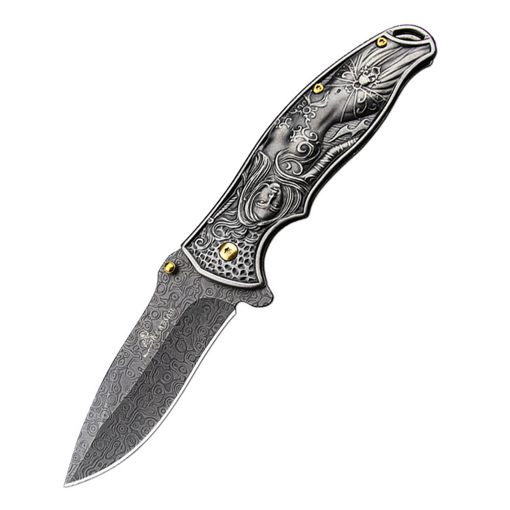 SMKD009-V Lionwolves Spring Assisted Opening Outdoor Folding Knife Survival Tactical Knife Hunting Knife Pocket Knives