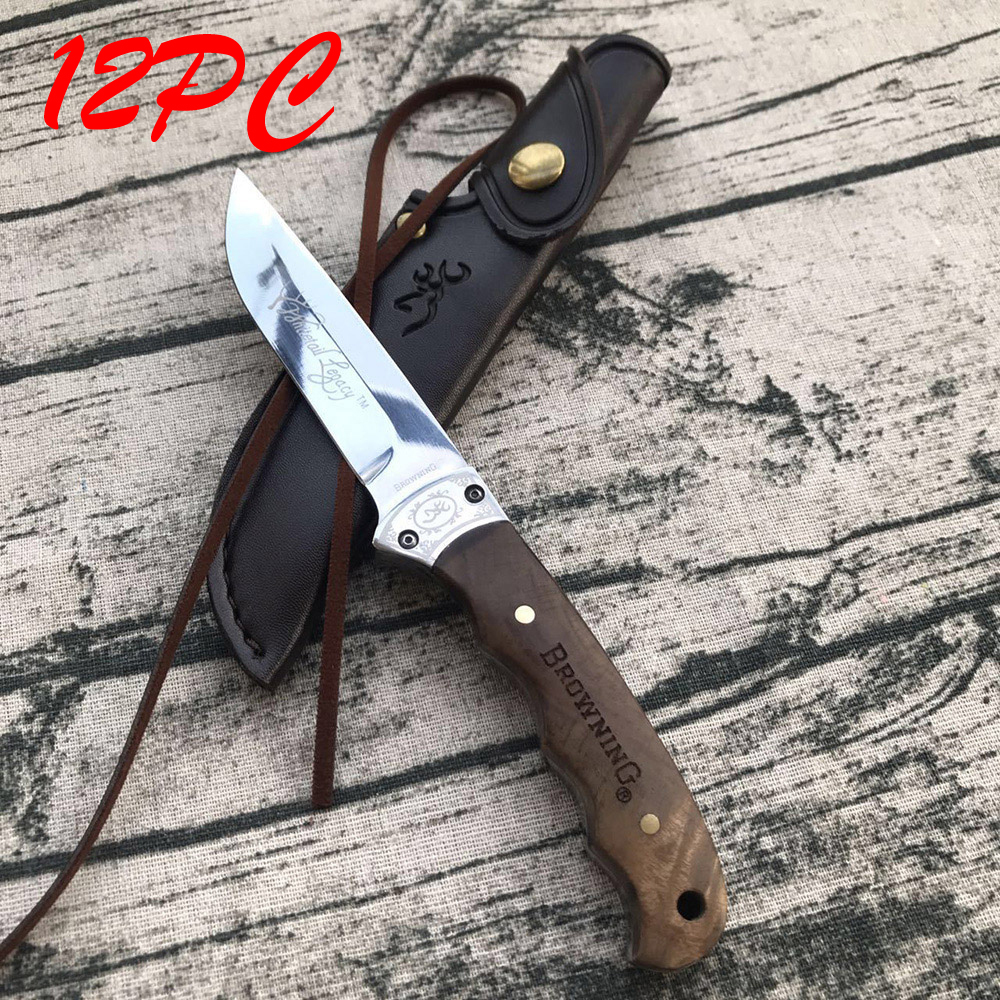 SMKD028 Browning Shadow Ｗood Fixed Blade Knife Outdoor Survival Tactical Knife Hunting Knife Pocket Knives With Sheath