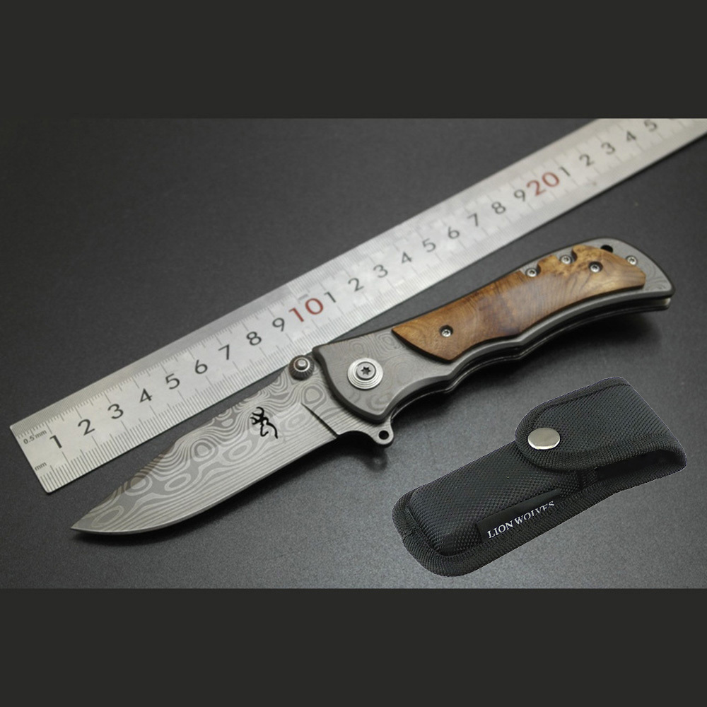 SMKD025-D Browning Ｗood handel Outdoor Folding Knife Survival Tactical Knife Hunting Knife Pocket Knives