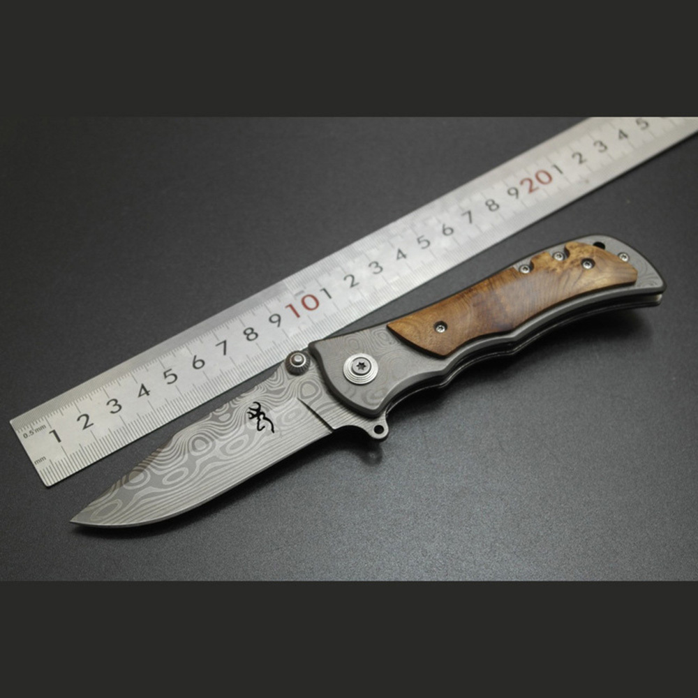 SMKD025-D Browning Ｗood handel Outdoor Folding Knife Survival Tactical Knife Hunting Knife Pocket Knives