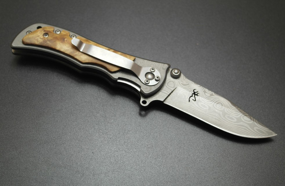 SMKD025-D Browning Ｗood handel Outdoor Folding Knife Survival Tactical Knife Hunting Knife Pocket Knives