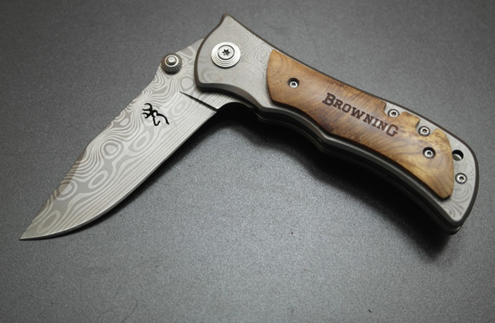SMKD025-D Browning Ｗood handel Outdoor Folding Knife Survival Tactical Knife Hunting Knife Pocket Knives