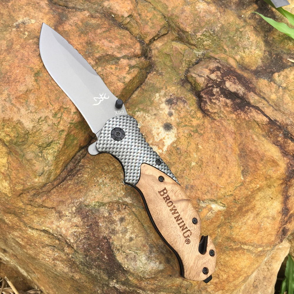 SMKD095 Browning Spring Assisted Opening Outdoor Folding Knife Survival Tactical Knife Hunting Knife Pocket Knives