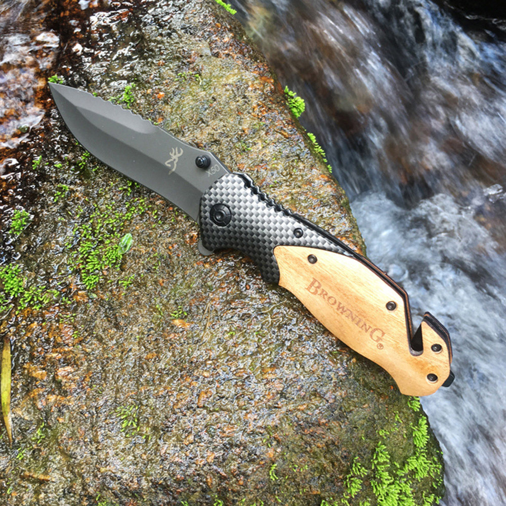 SMKD095 Browning Spring Assisted Opening Outdoor Folding Knife Survival Tactical Knife Hunting Knife Pocket Knives