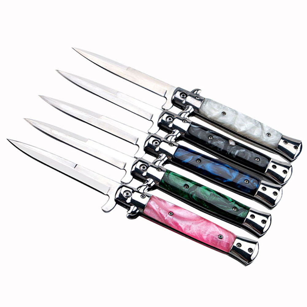 SMKD219 6/12PC Lionwolves Spring Assisted Opening Outdoor Folding Knife Survival Tactical Knife Hunting Knife Pocket Knives
