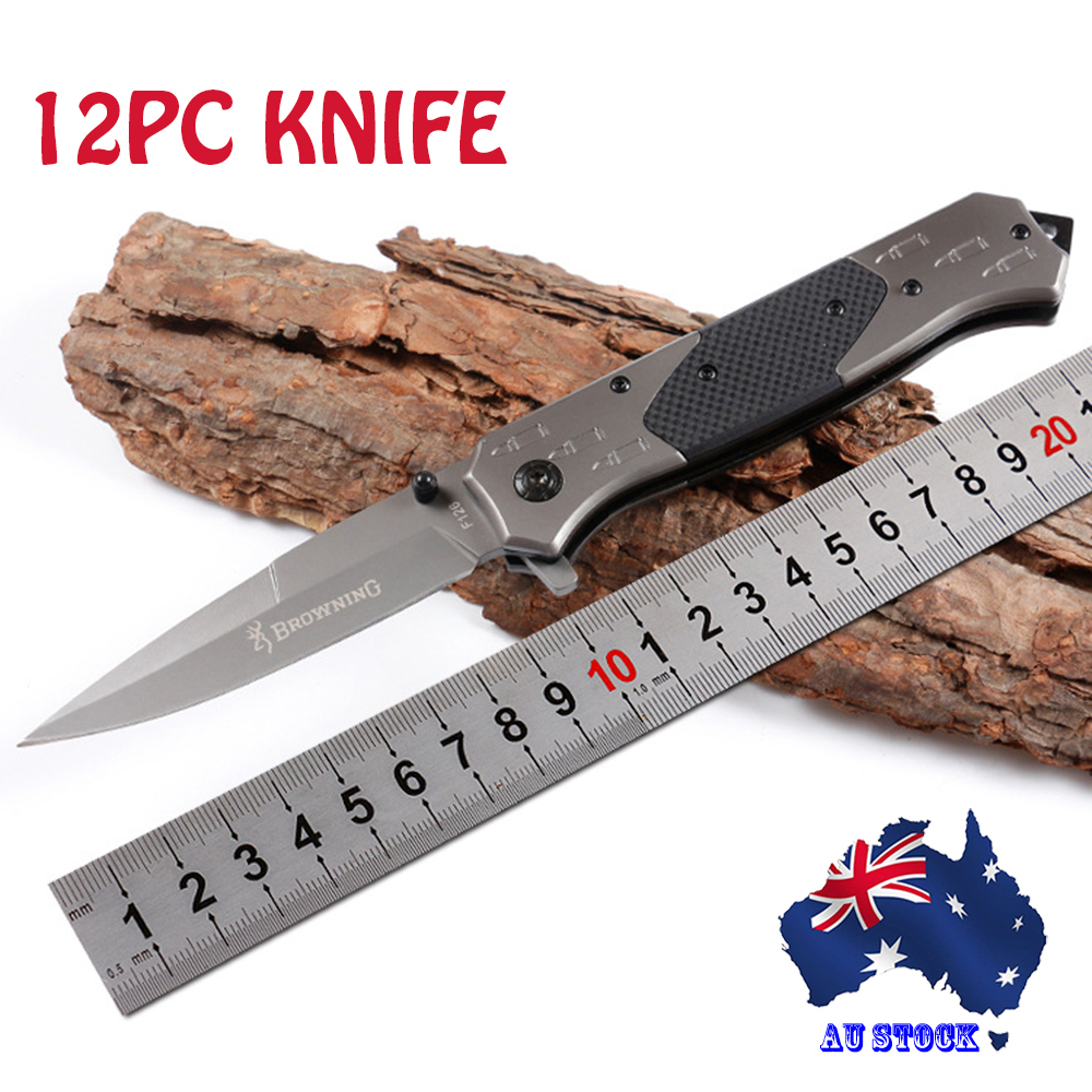 SMKD223 6/12PC Browning Spring Assisted Opening Outdoor Folding Knife Survival Tactical Knife Hunting Knife Pocket Knives
