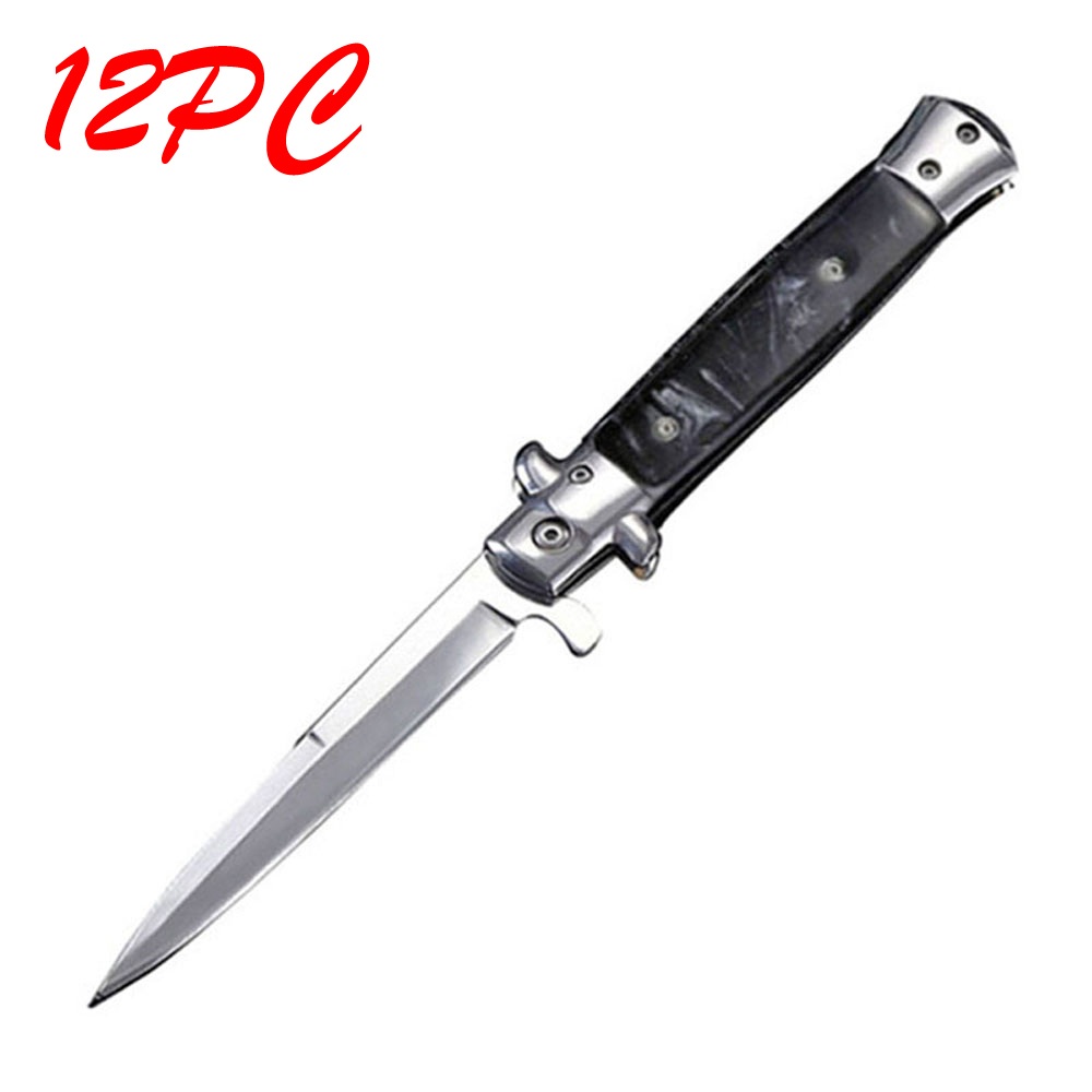 SMKD219 6/12PC Lionwolves Spring Assisted Opening Outdoor Folding Knife Survival Tactical Knife Hunting Knife Pocket Knives