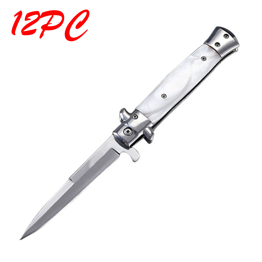 SMKD219 6/12PC Lionwolves Spring Assisted Opening Outdoor Folding Knife Survival Tactical Knife Hunting Knife Pocket Knives