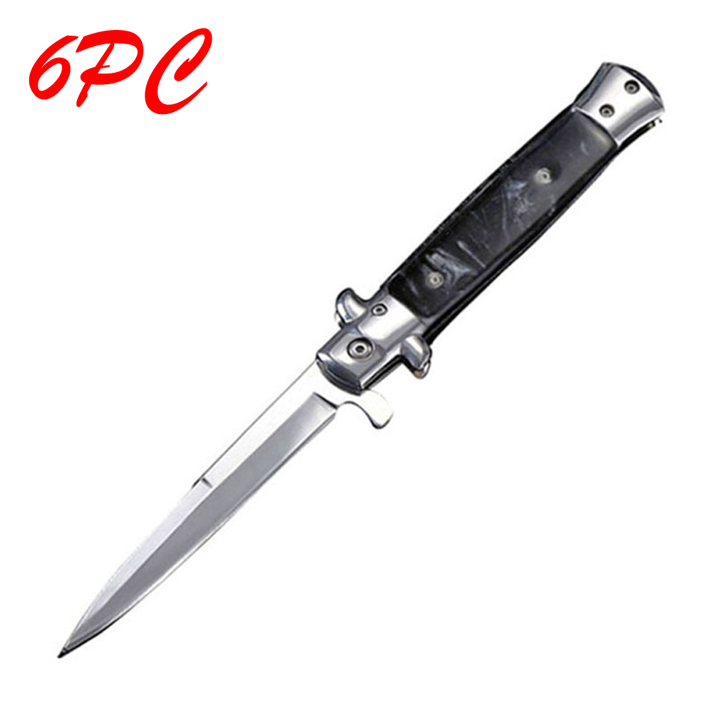 SMKD219 6/12PC Lionwolves Spring Assisted Opening Outdoor Folding Knife Survival Tactical Knife Hunting Knife Pocket Knives