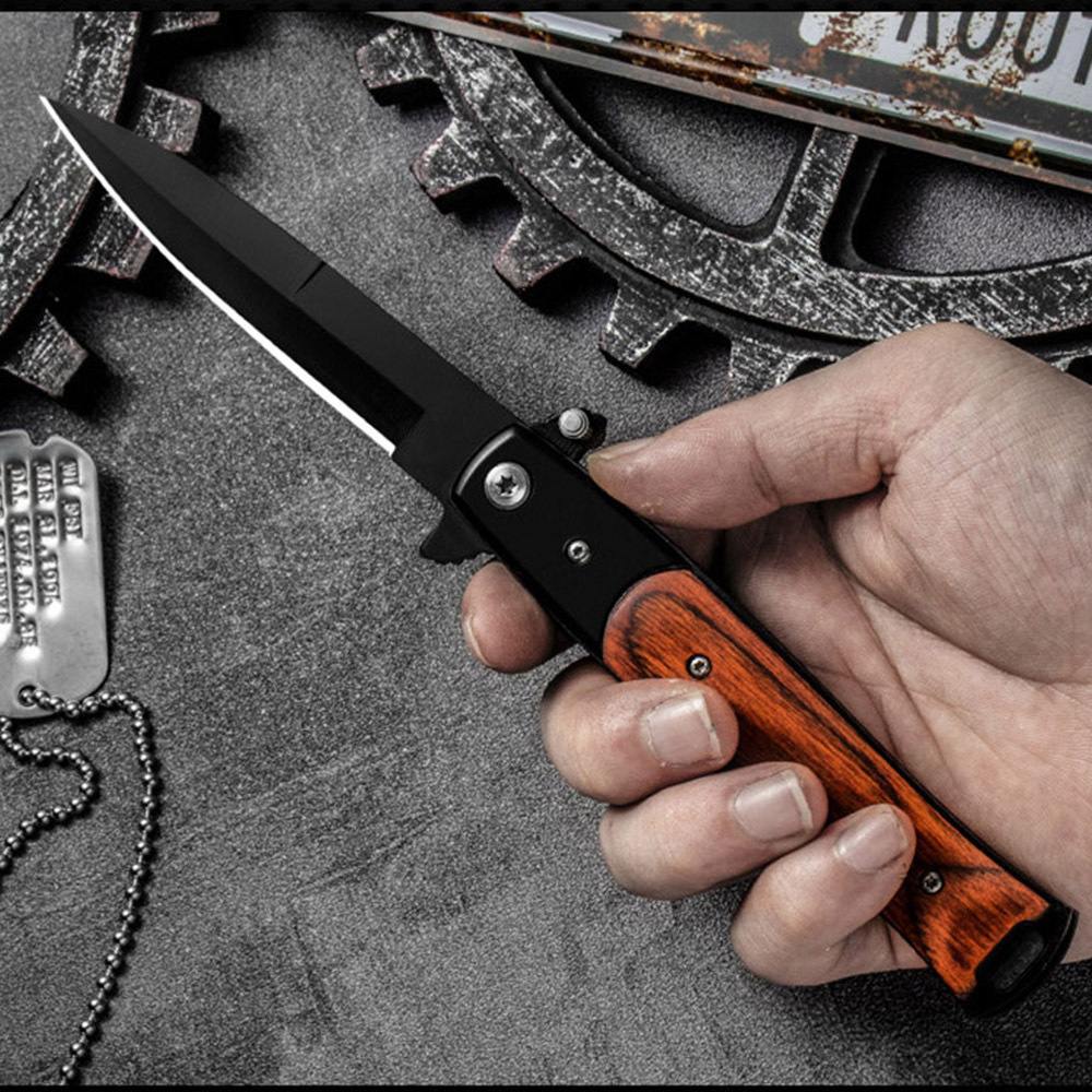 SMKD230 Lionwolves Spring Assisted Opening Outdoor Folding Knife Survival Tactical Knife Hunting Knife Pocket Knives