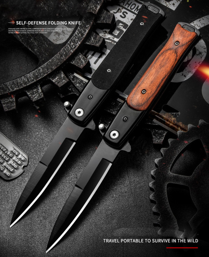 SMKD230 Lionwolves Spring Assisted Opening Outdoor Folding Knife Survival Tactical Knife Hunting Knife Pocket Knives