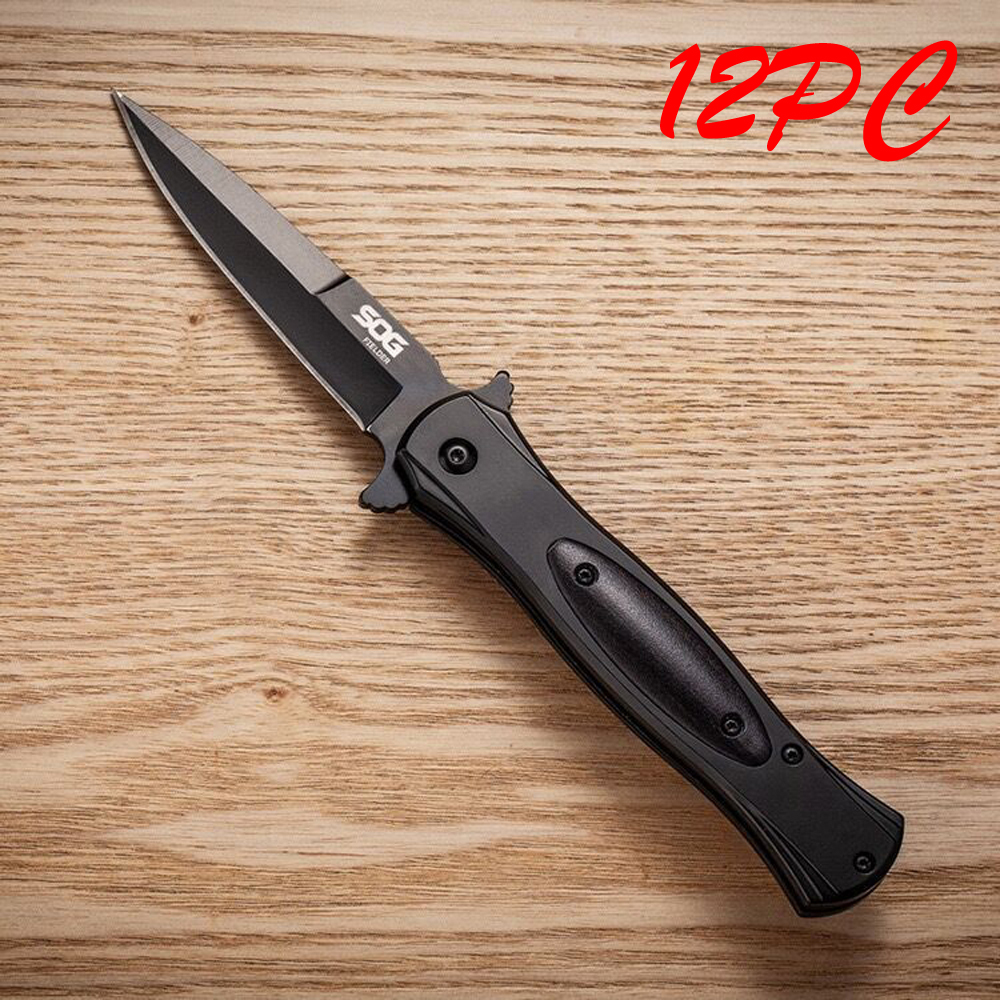 SMKD231 6/12PC Lionwolves Spring Assisted Opening Outdoor Folding Knife Survival Tactical Knife Hunting Knife Pocket Knives