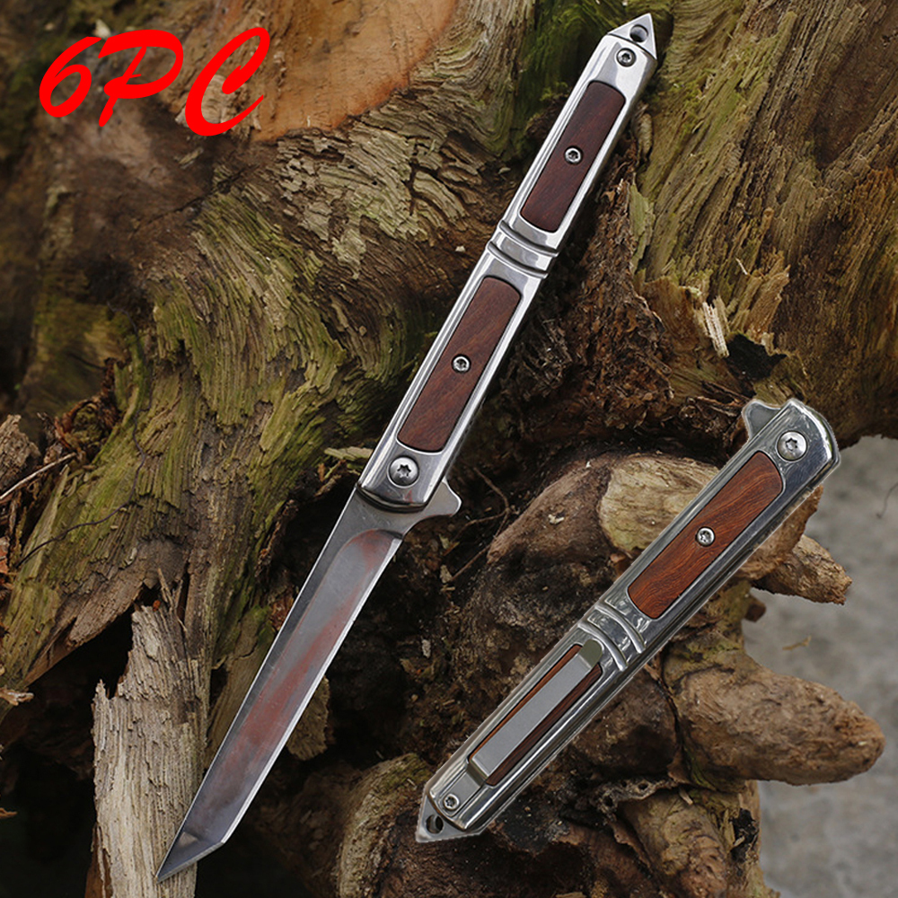 SMKD248 6/12PC Lionwolves Spring Assisted Opening Outdoor Folding Knife Survival Tactical Knife Hunting Knife Pocket Knives