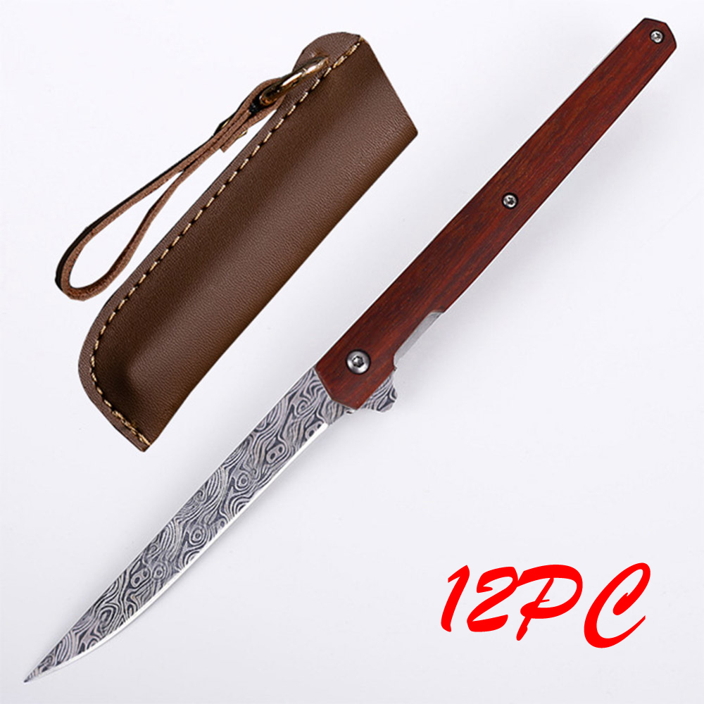 SMKD232 6/12PC Lionwolves Spring Assisted Opening Outdoor Folding Knife Survival Tactical Knife Hunting Knife Pocket Knives