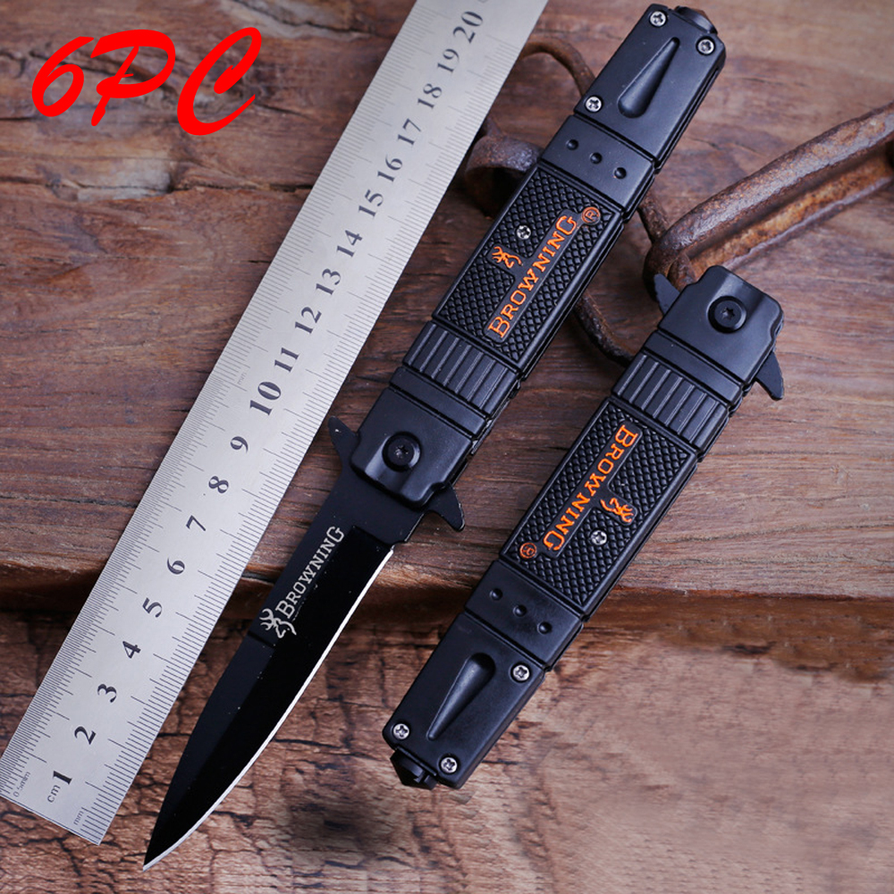 SMKD261 6/12PC Browning Spring Assisted Opening Outdoor Folding Knife Survival Tactical Knife Hunting Knife Pocket Knives