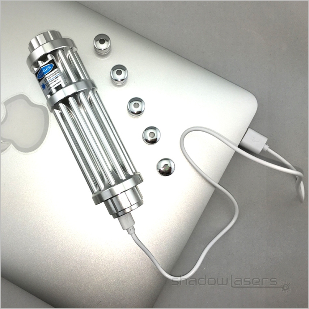 USBX3 450nm Gatling Adjustable Focus Burning Blue Laser Pointer 1000MW-1500MW