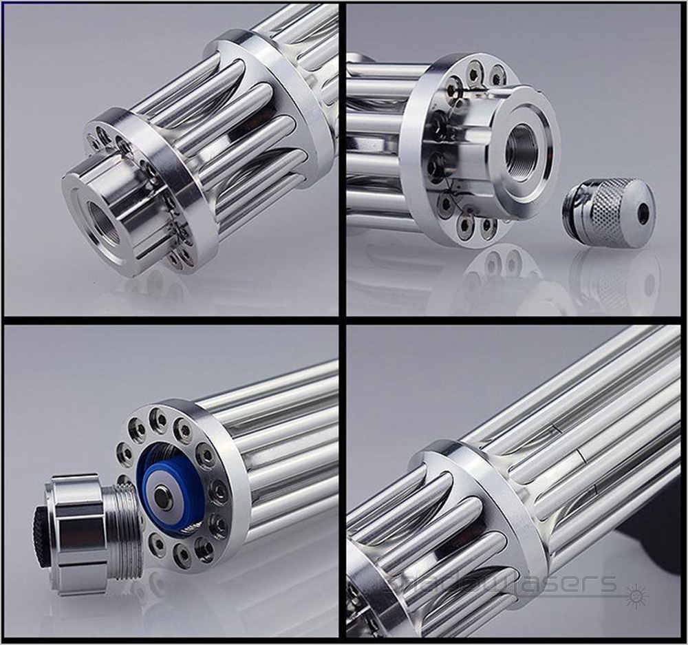 BX3 450nm Gatling Adjustable Focus Burning Blue Laser Pointer 1000MW-3000MW