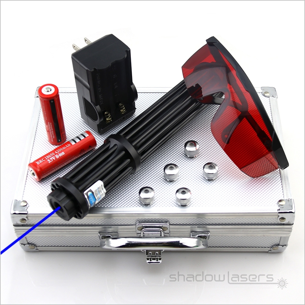BX3-II-450nm Gatling Adjustable Focus Burning Blue Laser Pointer 1500MW-5000MW