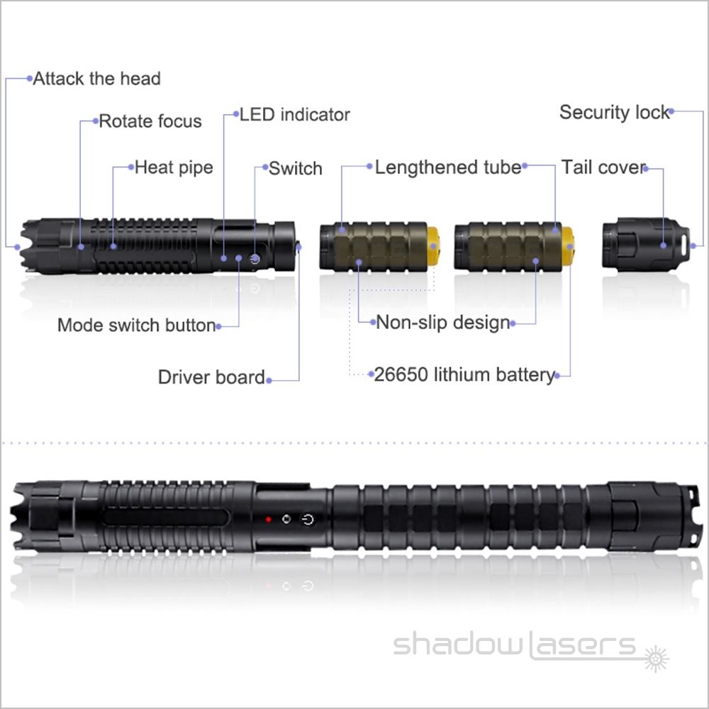 BX7 450nm Super Power Adjustable Focus Burning Blue Laser Pointer 1000MW-7000MW