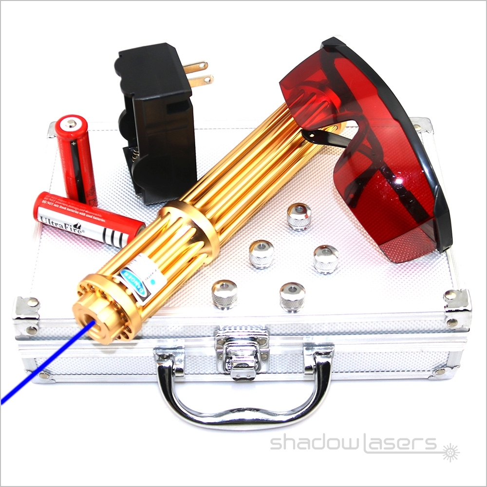 BX3-II-450nm Gatling Adjustable Focus Burning Blue Laser Pointer 1500MW-5000MW