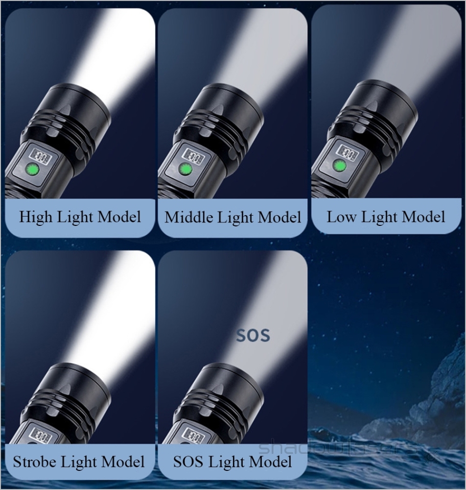 H6-BGR Telescopic Focus 40W 5 Models White Laser LED Flashlight&3 Color Laser Pointers