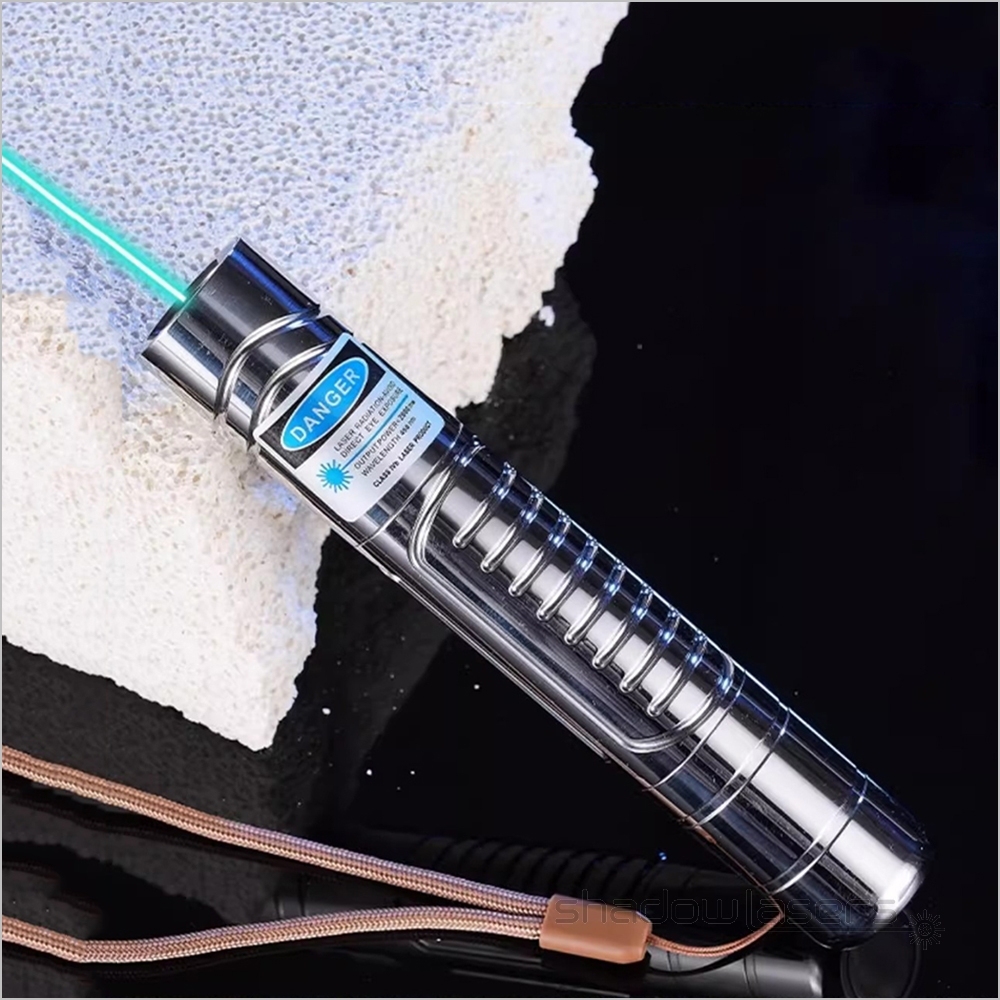 CH1-485nm Adjustable Focus Burning Cyan Laser Pointer 304 Stainless Steel 100MW