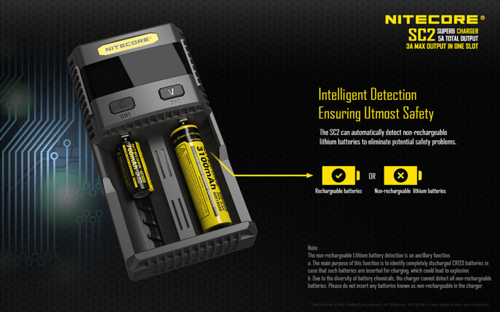 NITECORE SC2 SUPERB CHARGER 3A Fast Charger IMR For 18650 16340 14500 26650 Li-ion & Ni-MH