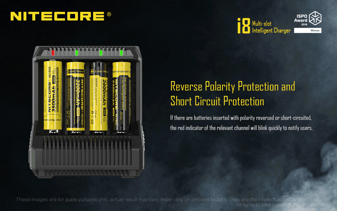NITECORE I8 Intelli Charger For 18650 16340 26650 Li-ion & Ni-MH