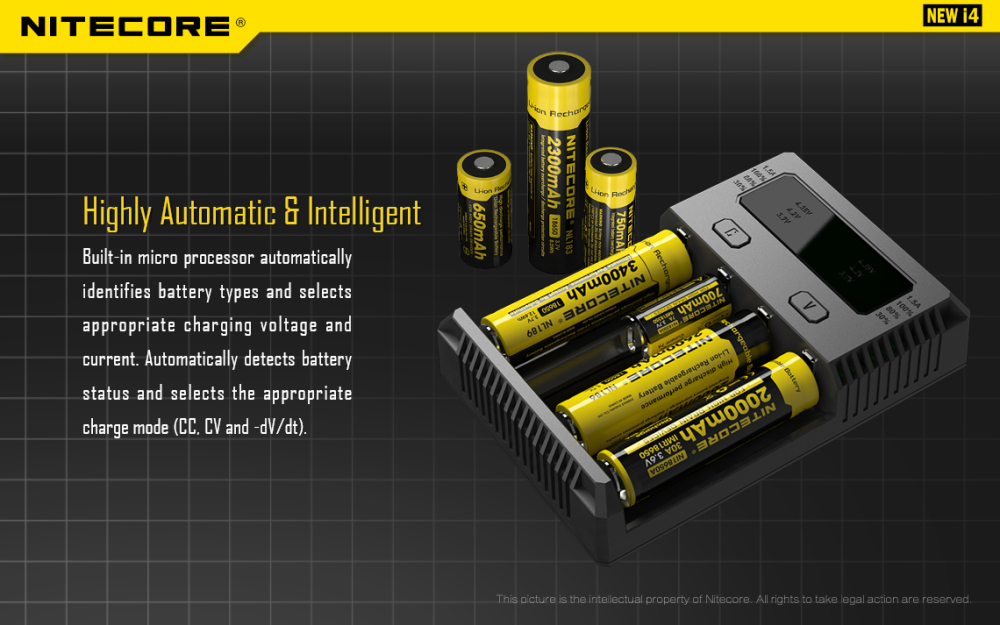 NITECORE New I4 Intelli Charger For 18650 16340 26650 Li-ion & Ni-MH