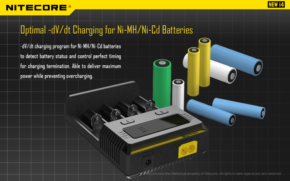 NITECORE New I4 Intelli Charger For 18650 16340 26650 Li-ion & Ni-MH