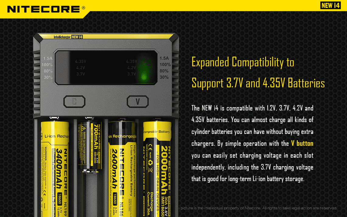 NITECORE New I4 Intelli Charger For 18650 16340 26650 Li-ion & Ni-MH