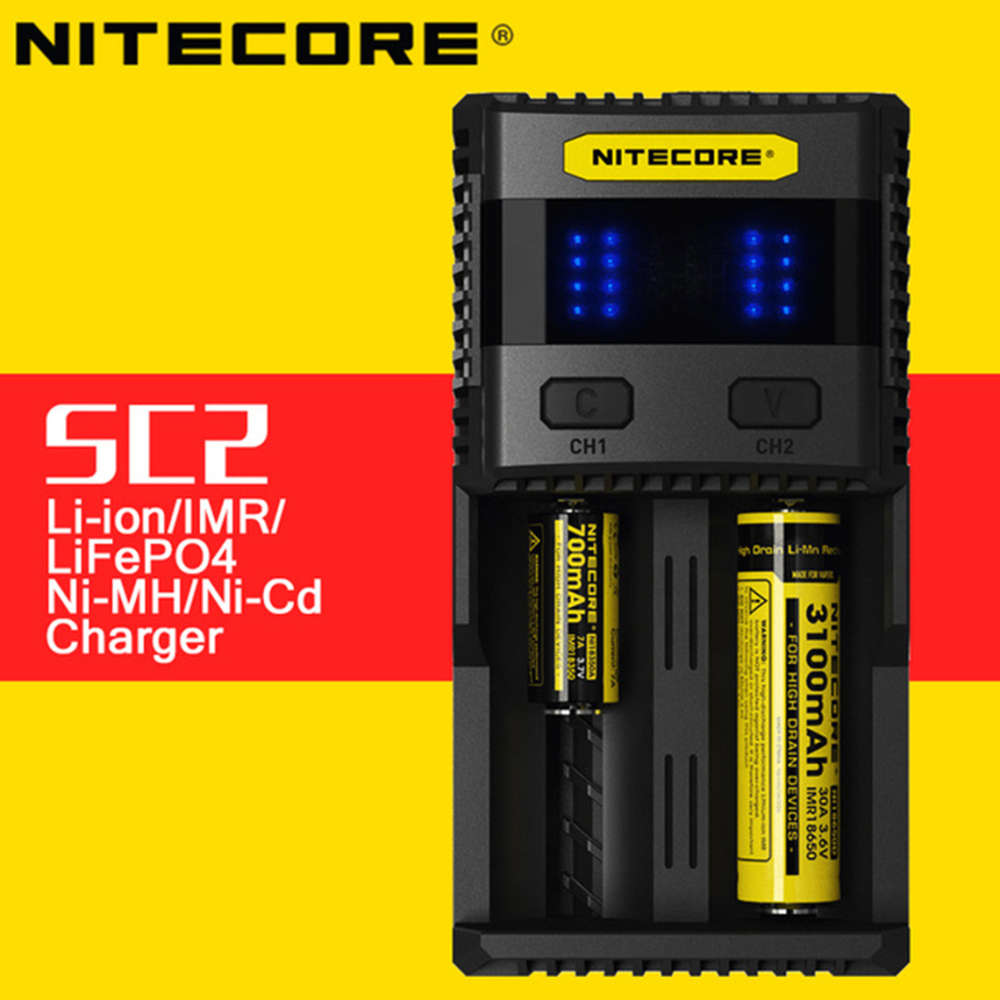 NITECORE SC2 SUPERB CHARGER 3A Fast Charger IMR For 18650 16340 14500 26650 Li-ion & Ni-MH