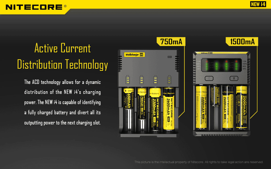 NITECORE New I4 Intelli Charger For 18650 16340 26650 Li-ion & Ni-MH