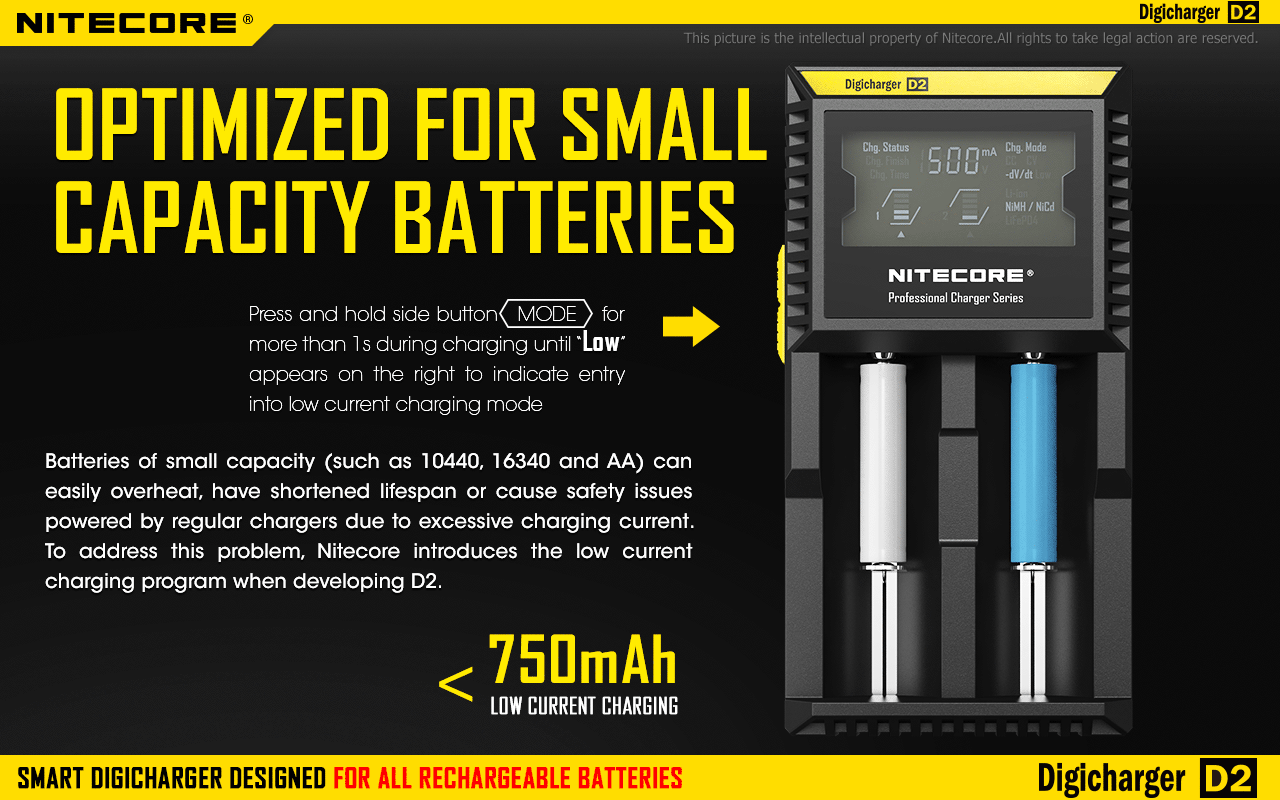 NITECORE D2 Digi Charger LED For 18650 16340 14500 26650 Li-ion & Ni-MH