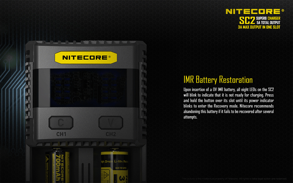 NITECORE SC2 SUPERB CHARGER 3A Fast Charger IMR For 18650 16340 14500 26650 Li-ion & Ni-MH