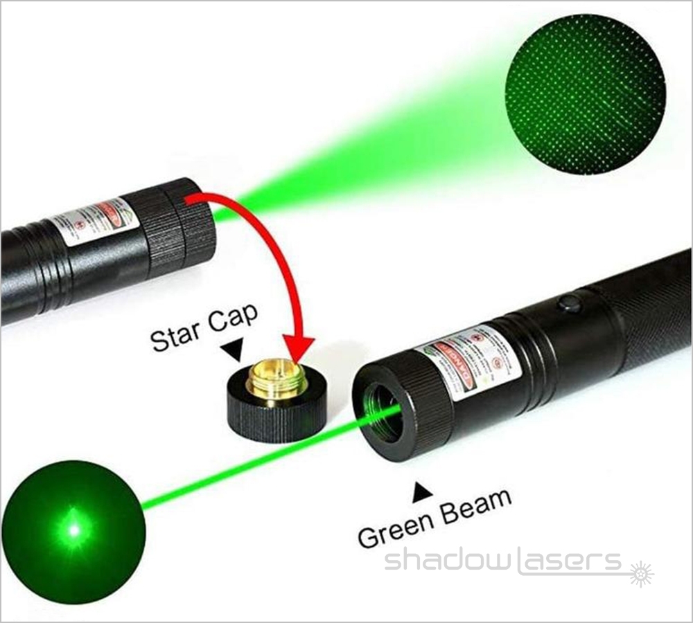 GS5-532nm Green Laser Pointer & 5 Star Caps 50MW-100MW