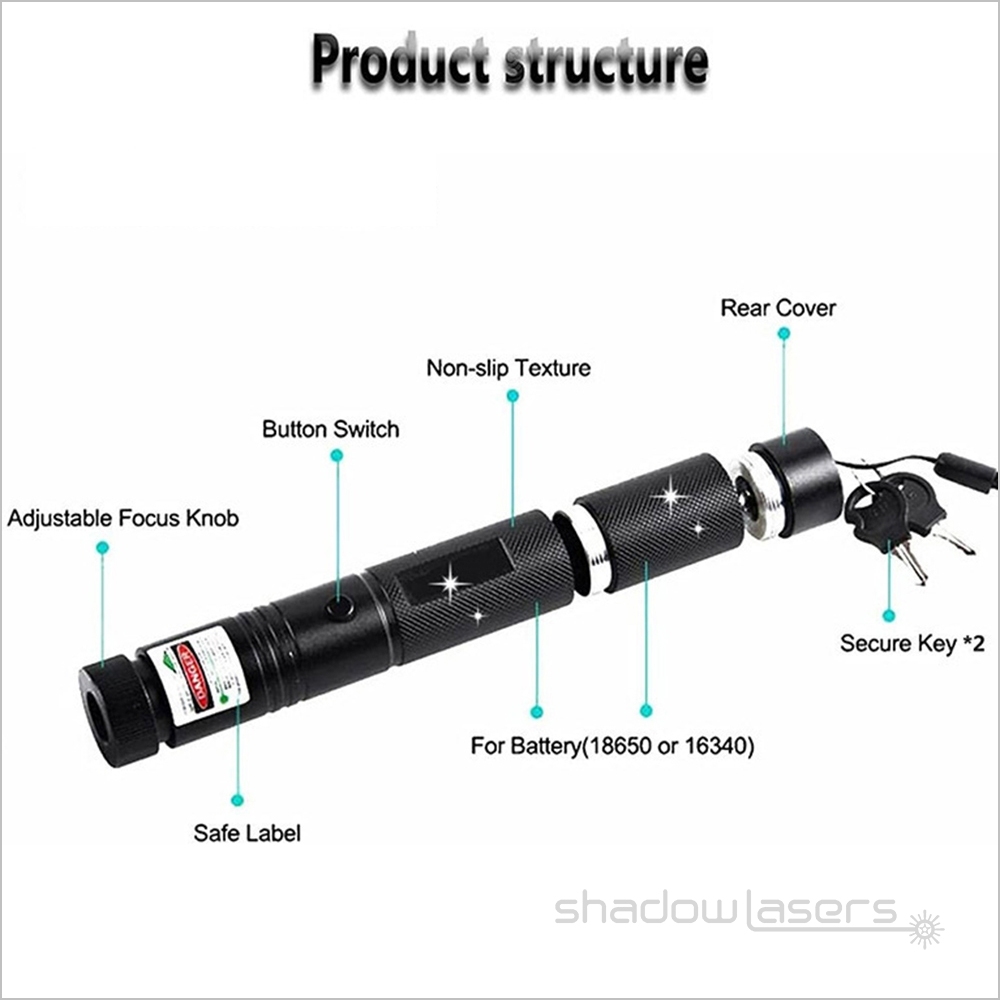 GS5-532nm Green Laser Pointer & 5 Star Caps 50MW-100MW