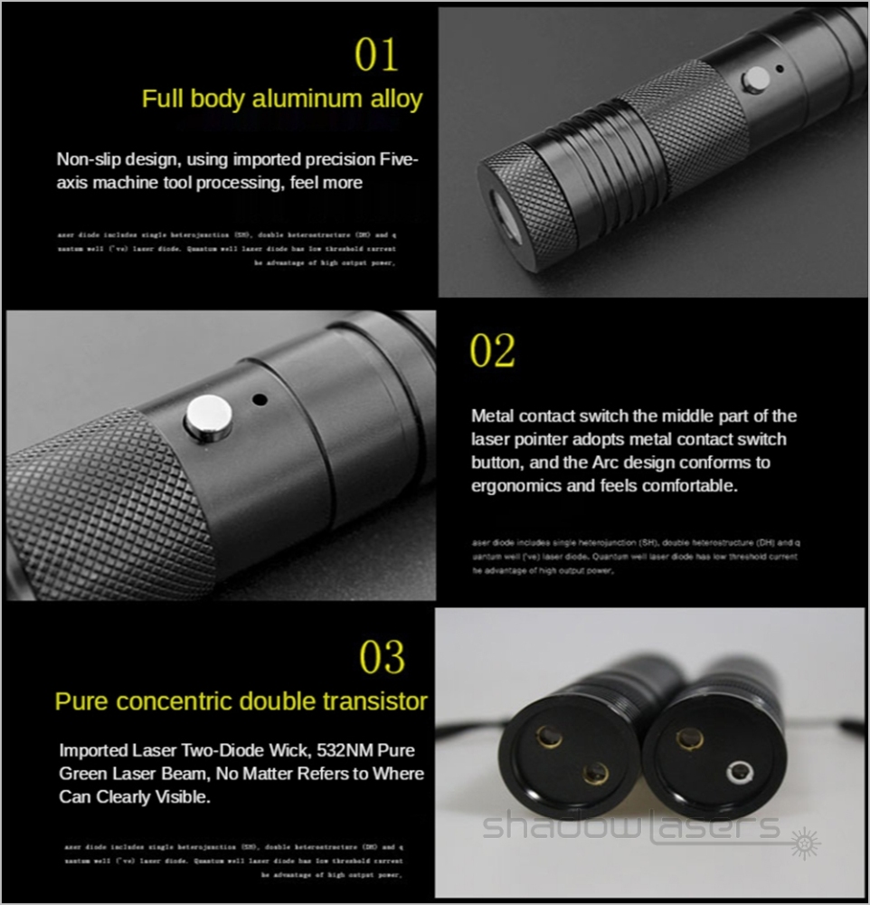 Q5 Two Colors 520nm Green Laser Pointer 450nm Blue Laser Pointer  650nm Red Laser Pointer 100MW