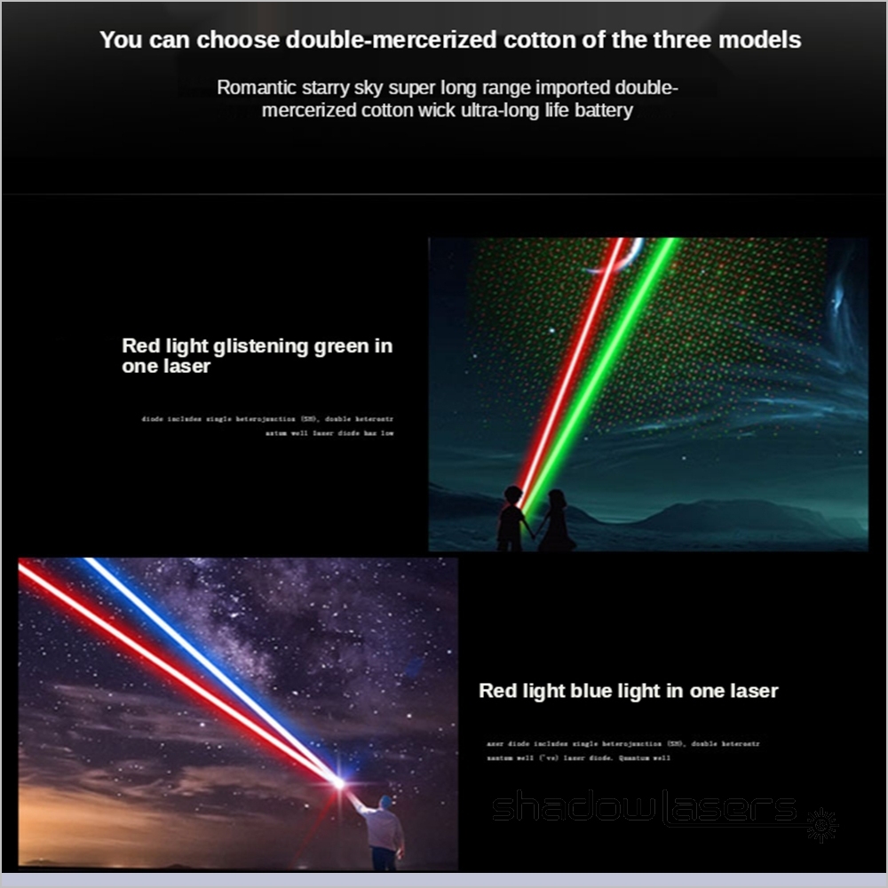Q5 Two Colors 520nm Green Laser Pointer 450nm Blue Laser Pointer  650nm Red Laser Pointer 100MW