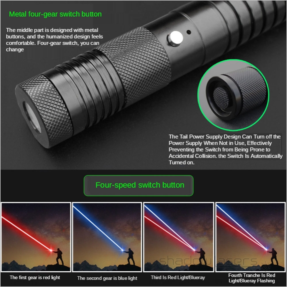 Q5 Two Colors 520nm Green Laser Pointer 450nm Blue Laser Pointer  650nm Red Laser Pointer 100MW