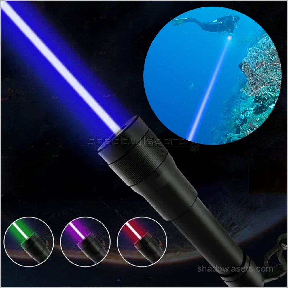 BH5 450nm Waterproof IP7 Blue Laser Pointer 100MW-1000MW Coarse Light Beam Under Water 100M