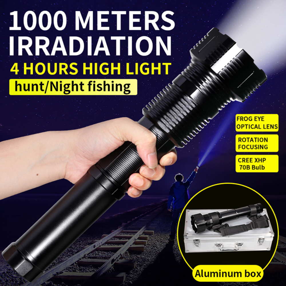XHP70 Focus Flashlight 29W Range 1000 Meters