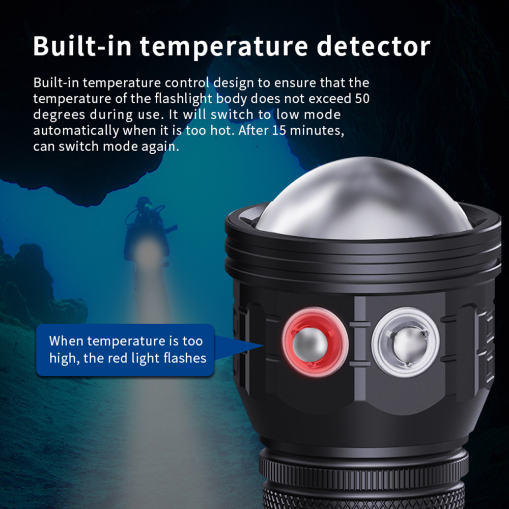 QX5-COB Photography Fill Light Diving Flashlight Red Blue Purple Light IPX8 Diving Depth of 80M