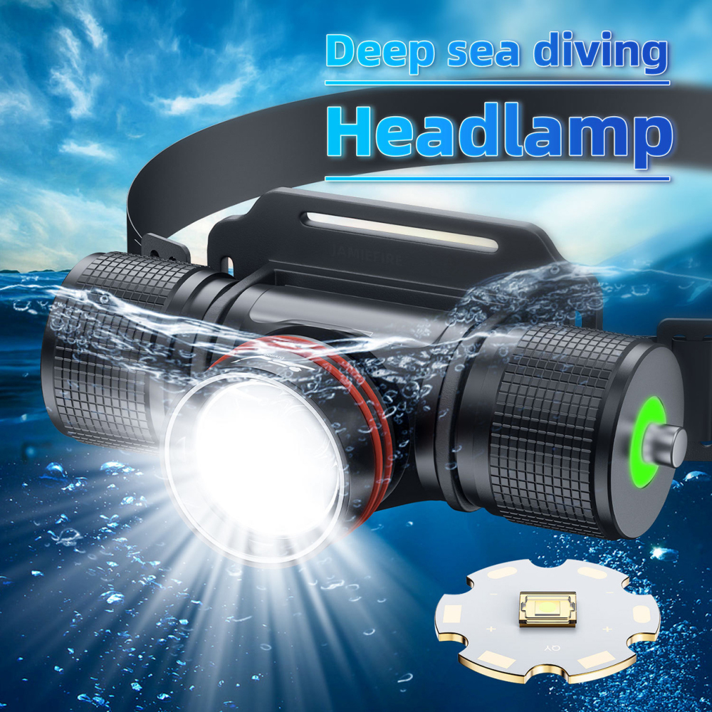 DV08 30W White Laser Diving Headlight 4 Light Modes