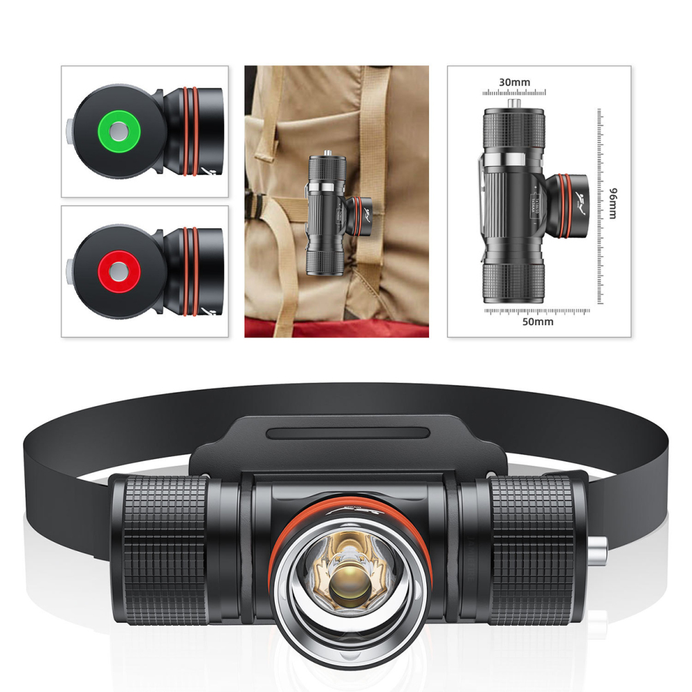 DV08 30W White Laser Diving Headlight 4 Light Modes