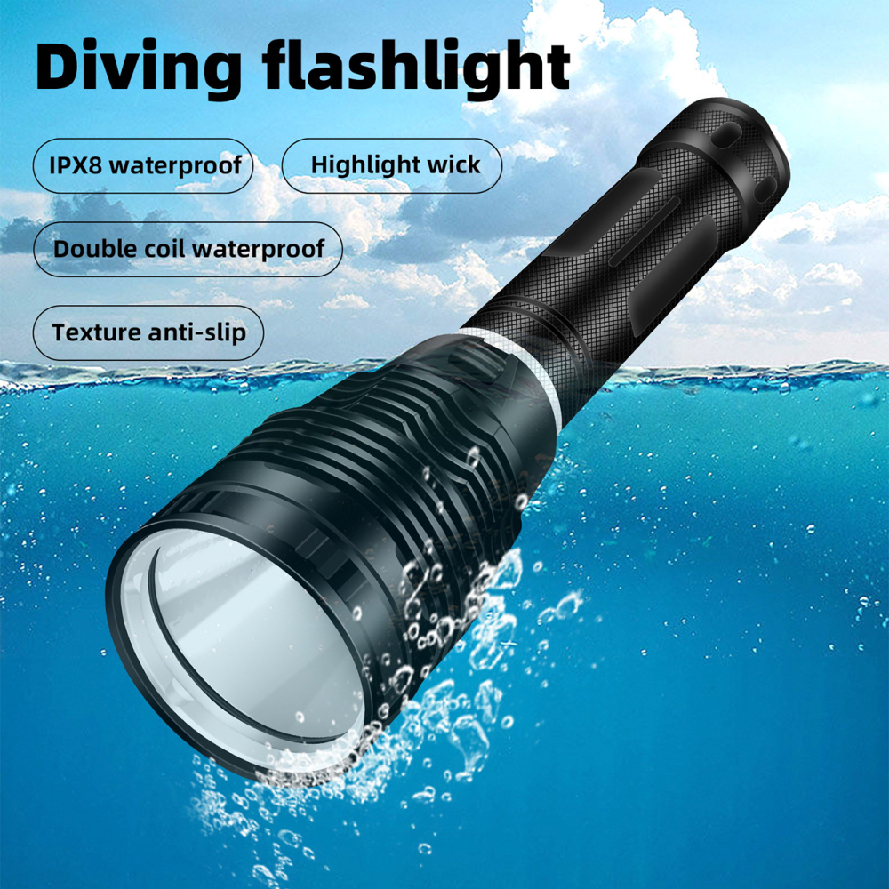 DV18 30W White Light Yellow Light Diving Flashlight P70.2 LED
