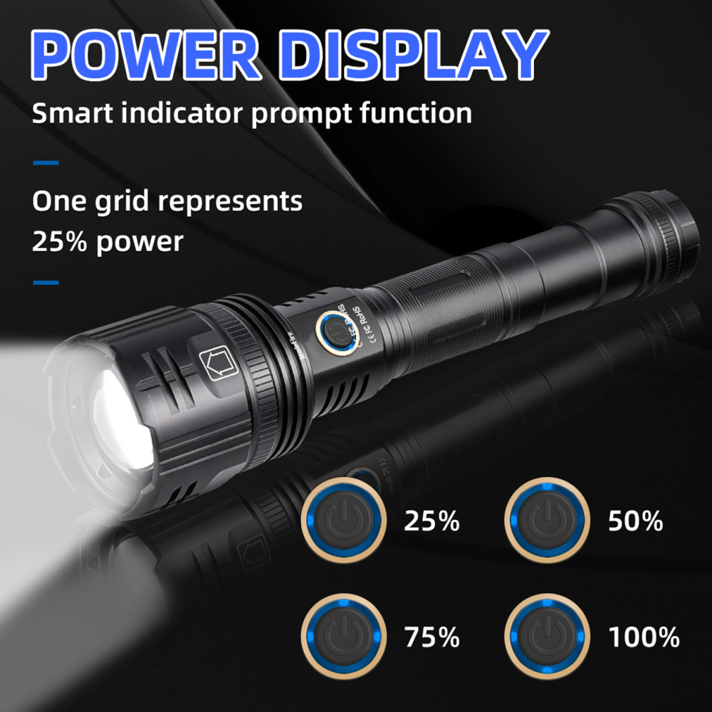 JF021 Zoom White Laser Flashlight 30W Range 1,000 Meters