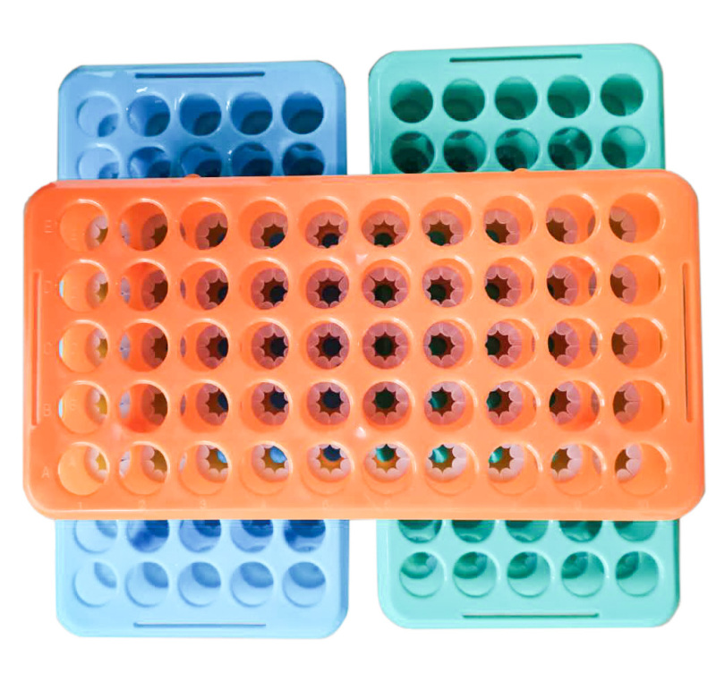 MUHWA Plastic Test Tube Rack with Silicone Pad Tubes 50 Positions 18 mm Centrifuge Tube Racks