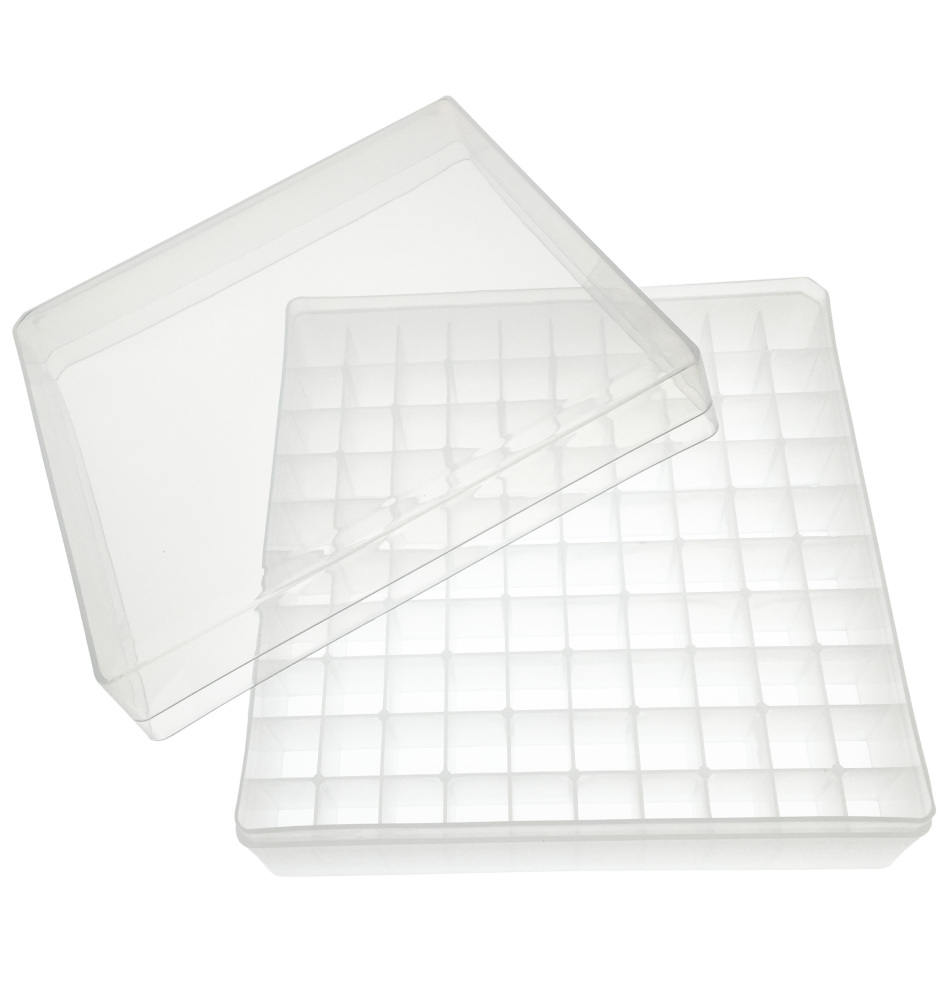 Centrifuge Tube Freezer Storage Box 100 Places Waterproof Polypropylene Cryogenic Holder Rack for 1.5/1.8/2ml Microcentrifuge Tubes Vials Samples