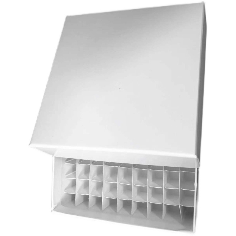 Cardboard Freezer Box White, 81/100 Place,Water and Ice Resistant Coating,For storing 1.5-2.0 mL cryovials(Pack of 12)